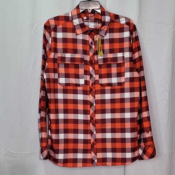 All In Motion Men's NWT Red Long Sleeve Flannel Button Down Shirt Size Medium - Picture 2 of 6
